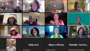 a screenshot of people meeting to talk about living with alopecia areata